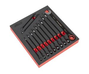 Sealey Premier Nero Metrico Combinazione Chiave a Cricchetto Set 12pc 8-19mm