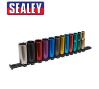 Sealey Premier Profondo Prese 12pc 1cm Dr 6point 8mm-19mm Codice Colore AK2873D
