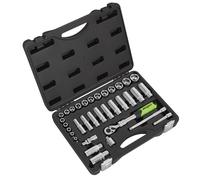 Sealey Presa Set Estendibile Cricchetto 1cmD 34pc Metrico Deep Standard S01287