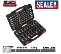 Sealey Professionale Esagonale Allen Chiave Set Punte 30pc 1cmSq Drive 5-19mm