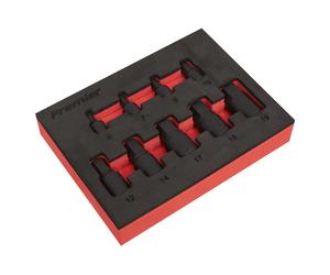 Sealey Profilo Basso Urto Esagonale Presa Set di Punte 0.6cm & 1cm Sq Drive 9pc