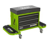 Sealey SCR18G da Meccanico Utilità Sedile & Cassetta Attrezzi - Hi-Vis Verde