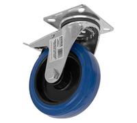 Sealey Ruota Girevole In Gomma Elastico Blu Pesante Con Blocco Totale 125mm