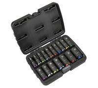 Sealey Set Bussole Profonde 1cmD 17pc Metrico 6 Punto Walldrive AK68219
