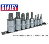Sealey Scanalate Presa Set di Punte 8pc 0.6cm,1cm & 1.3cmSq Drive AK6214