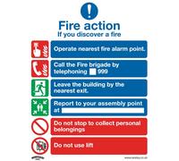 Sealey Sicuro Condizioni Sicurezza Insegna - Fuoco Azione Con Litf - Autoadesivo