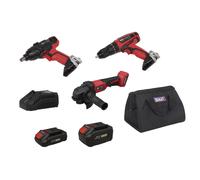 Sealey SV20 Serie Cordless Potenza Strumento Kit 20V Euro Spina 2 Batterie