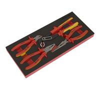 Sealey TBTE07 Premier Isolato Pinze Set Con Attrezzo Vassoio 4pc - VDE Approvato