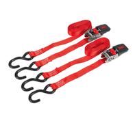 Sealey Cricchetto Cinghie 25mm X 4m Fettuccia IN Poliestere Con GANCI A S 800kg