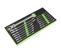 Sealey Testa Flessibile Combinazione Set Chiavi a Cricchetto 15pc 8 24mm & Tray