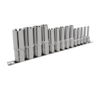 Sealey Torx Star Presa Set 14pc Profondo 0.6cm 1cm & 1.3cmSq Drive E4-E24 AK6114