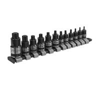 Sealey Trx-Star Presa Punta Set 12pc Stubby 0.6cm,1cm & 1.3cmSq Drive Nero Seri