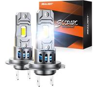 SEALIGHT 2024 Lampadine per fari H7 LED aggiornate, 1:1 Mini formato S2S 33000LM 900% luminosità 140W 6500K 14000RPM ventola di raffreddamento, sostituzione alogena, Plug-N-Play, Confezione da 2