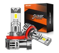 SEALIGHT H11/H9/H16 Bulbs, 40000LM 6500K Cool White H8 Fog Bulbs, 1:1 Mini Size, Powersports Accessory Lights with Fan, 3 Mins Plug-N-Play, Pack of 2