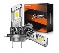 SEALIGHT H7 LED Lampadine, 24000LM 6500K Lampadine a luce bianca fredda con ventola di raffreddamento, 600% 100W di luminosità, formato mini 1:1, 3 minuti Plug-N-Play, Confezione da 2