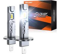 SEALIGHT LED Bulbs, Super Brighterness 1:1 Mini Size, 6500K Cool White Fog Lights with 15000RPM Cooling Fan, Truly Plug and Play, Pack of 2 (H1)