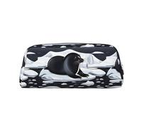 Seals On Ice - Custodia in pelle leggera e portatile con cerniera, 20,5 x 5,5 x 8 cm, per ufficio e viaggio, Argento, Taglia unica, Portamonete
