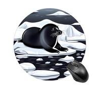 Seals on Ice Tappetino per mouse piccolo tappetino per mouse con base in gomma antiscivolo, comodo tappetino per mouse da gioco per computer portatile rotondo impermeabile per ufficio casa computer 19