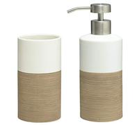 Sealskin Doppio Set combinato Dispenser per sapone liquido e bicchiere, Poliresina, Sabbia