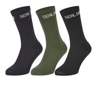 SEALSKINZ Suffield - Confezione da 3 calzini assortiti in lana merino, calzini non impermeabili, neri, blu navy e verde oliva, taglia L, Nero, Oliva & Navy, L