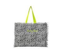 Seamar Borsa Mare Grande New Leopard Maculato con Zip 100% Cotone Canvas 48x38x16cm Borsa Spiaggia (Bianco)