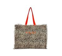 Seamar Borsa Mare Grande New Leopard Maculato con Zip 100% Cotone Canvas 48x38x16cm Borsa Spiaggia (Sabbia)