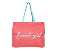 Seamar Borsa Mare Marisol con Zip e Pon Pon 100% Cotone Canvas Misura 50x40x15cm (corallo)