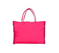 Seamar Borsa Mare Media Tinta Unita Fluo con Zip e Frange 100% Cotone Canvas 40x32x20cm Borsa Spiaggia (Fucsia Fluo)