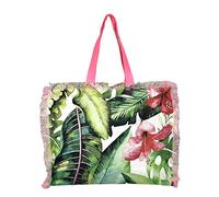 Seamar Borsa Mare Tropical Con Zip 100% Cotone Canvas Misura 50x40x15cm (Ibiscus)
