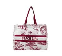 Seamar Borsa Mare Wild 100% Cotone Canvas Misura 50x40x15cm Borsa Spiaggia Con Zip (Rosso)