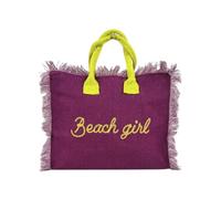 Seamar Borsetta Mare Beach Girl a Manico Corto con Zip 100% Cotone 30x24x14cm Handbag Spiaggia (Viola)