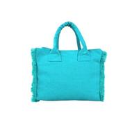 Seamar Borsetta Mare Tinta Unita Fluo a Manico Corto con Zip 100% Cotone 26x22x15cm Handbag Spiaggia (Azzurro Fluo)
