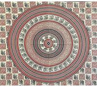 Seamar Copridivano Copritutto Etnico Greek Elephant Sabbiato 100% Cotone 210x230cm Senza Frange Batik Orientale Telo Mare (Nero)