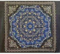 Seamar Copritutto Grande Fleurs Dorato 100% Cotone Copridivano 210x230 cm Senza Frange Copriletto Etnico Telo Mare (Argentato-Nero-Blu)