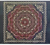 Seamar Copritutto Grande Fleurs Dorato 100% Cotone Copridivano 210x230 cm Senza Frange Copriletto Etnico Telo Mare (Nero-Bordeaux)