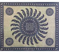 Seamar Copritutto Grande Multi Piume Sabbiato 100% Cotone Telo Mare Copri Divano Arazzo Decorativo 210x230 cm (Blu-Azzurro Grigio)