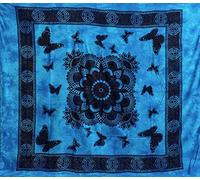 Seamar Telo Copritutto Grande Farfalle 100% Cotone Indiano Stampato 210x240 cm (Azzurro)