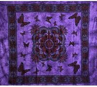 Seamar Telo Copritutto Grande Farfalle 100% Cotone Indiano Stampato 210x240 cm (Viola)