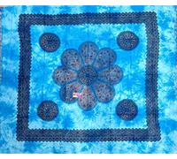 Seamar Telo Copritutto Grande Margherita 100% Cotone Indiano Stampato 210x240 cm (Azzurro)