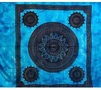 Seamar Telo Copritutto Grande Oriente 100% Cotone Indiano Stampato 210x240 cm (Turchese)