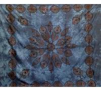 Seamar Telo Copritutto Grande Pavone 100% Cotone Indiano Stampato 210x240 cm (Blu)