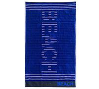 Seamar Telo Mare New Beach 100% Spugna di Cotone 90x165 cm Telo Rigato da Spiaggia Telo Piscina Beach Towel (Blu)