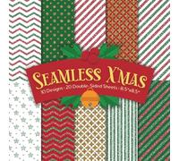Seamless Christmas Scrapbook Paper Craft Pad: 10 X'mas Designs, 20 Double-Side Sheets Printed on 8.5"x8.5" Size With Premium Colors. Perfect for Card ... Collage, Decoupage, DIY Project & More!