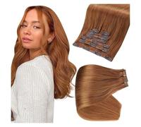 Seamless Clip in Hair Extensions 100 g 8pcs Ombre Blonde Color Clip in Remy Human Hair Extensions Straight Hair Invisible PU Skin Weft Facile installazione e rimozione(20inches)