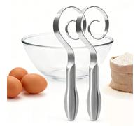 Seamless Dough Whisk Stainless Steel Seamless Danish Dough Whisk Easy to Clean Dishwasher Safe for Sourdough Pizza Cookies Pancake & Waffle (2pcs)