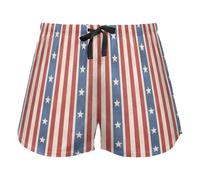 Seamless Faded Stars Stripes Pattern Women's Lounge Shorts Pajama Bottoms Yoga Exercise Elastic Waist Drawstring,S