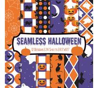 Seamless Halloween Scrapbook Paper Craft Pad: 12 Spooky Pattern Designs, 24 Double-Side Sheets Printed on 8.5"x8.5 Size Paper With Premium Vibrant ... Decoupage, Junk Journal, Album, DIY Etc