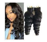 Seamless Tape in Hair Extensions, 40 pezzi nastro ondulato sciolto nelle estensioni dei capelli umani, estensioni dei capelli umani Remy reali al 100% nastro adesivo doppio lato senza cuciture nelle e