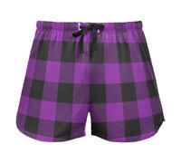 Seamless viola Buffalo Plaid Pajama Bottoms for Women, Elastic Waist Drawstring Lounge Shorts Yoga, M