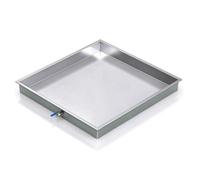 Seamless Welded Stainless Steel Condensate Drain Tray With Ball Valve | Extra-Thick Rectangular Water oil Catch pan for HVAC, Water Heater, Washer, Home & Commercial use(6x6x4in)
